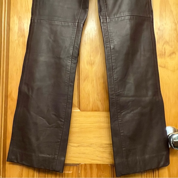 Ralph Lauren Sport Dark Brown Espresso 100% Leather Pants Boot Cut Medium Waist - Picture 8 of 11